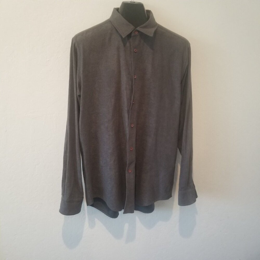 CK Calvin Klein Men's 43 Casual Button Down Long Sleeve Shirt Large Gray